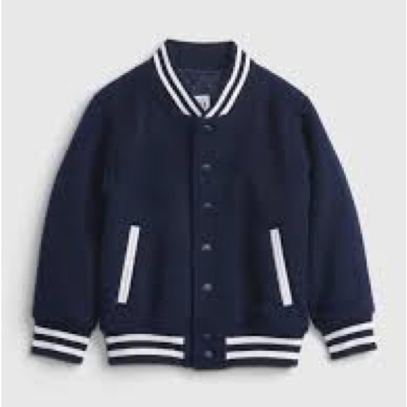 GAP Other - GAP Kids Wool Blend Varsity Bomber Jacket in Navy Blue W/ White Stripes Size 2T